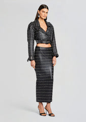 Whitley Embellished Leather Skirt