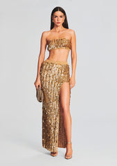 Lotus Feather Sequin Top