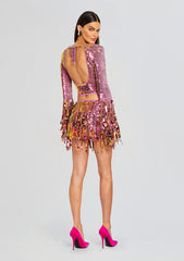 Nicola Sequin Fringe Crochet Skirt