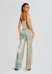 Hanalise Sequin Crochet Jumpsuit