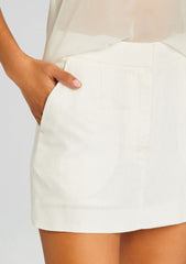 Linen White Mini Skirt