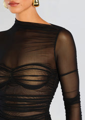 Mila Ruched Bodysuit with Asymetric Neck