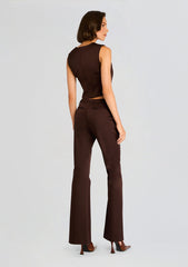 Elvira Heavy Satin Slim Flare Trouser