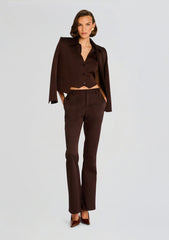 Elvira Heavy Satin Slim Flare Trouser