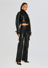 Fifer Vegan Leather Mid Rise Cargo Pant