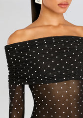 Oriana Embellished Mesh Top