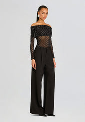 Oriana Embellished Mesh Top