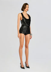 Kima Leather Fringe Short