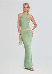Minnie Metallic Knit Halter Top