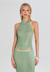 Minnie Metallic Knit Halter Top