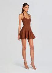 Delwen Metallic Bandage Knit Dress