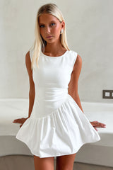 Adrienne Bubble Skirt Mini Dress - White