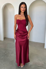 Amery Strapless Maxi Dress - Burgundy