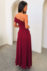 Aveline Strapless Wrap Maxi Dress - Burgundy
