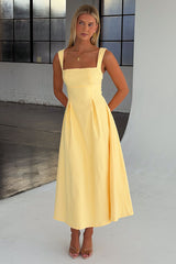 Chantelle Square Neck Midi Dress - Yellow
