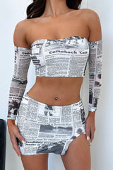 Mikayla Skirt - Grey News Paper Skirt