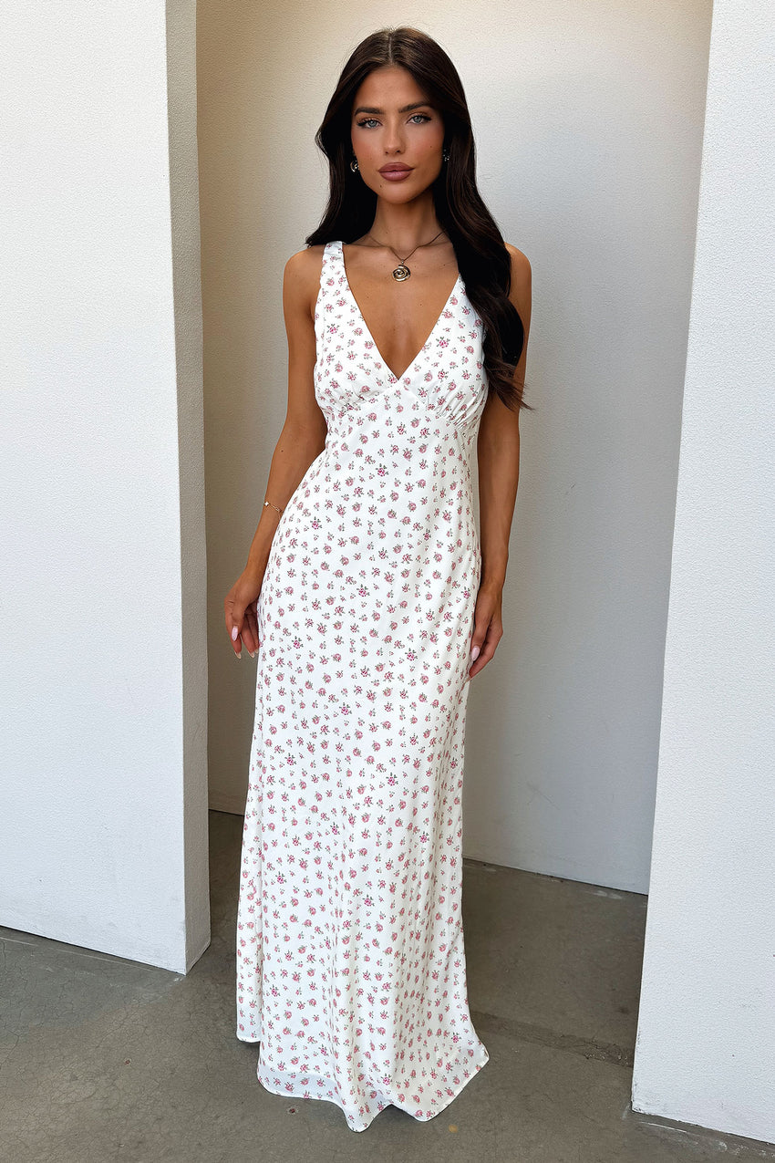 Naf V-Neck Maxi Dress - Rose Floral