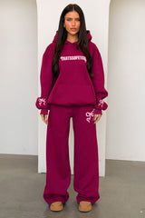 Sadie Bow Wide Leg Sweatpants - Maroon