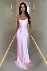 Starlette Cowl Neck Satin Maxi Dress - Pink