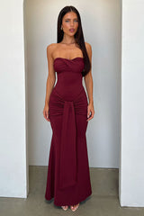 Taryn Strapless Maxi Dress - Burgundy