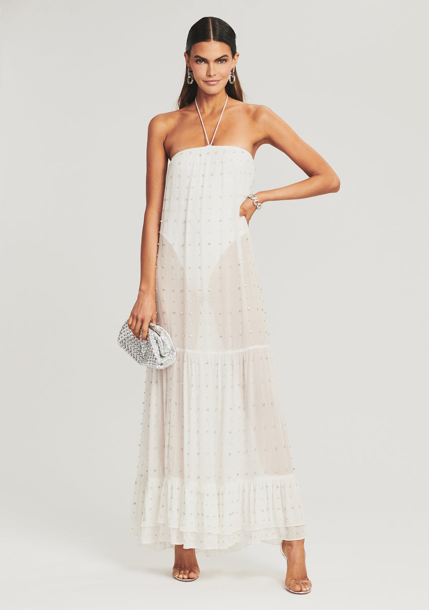 Marbella Embellished Silk Chiffon Dress