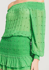Taisha Embellished Silk Chiffon Dress