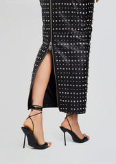 Whitley Embellished Leather Skirt