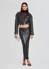 Whitley Embellished Leather Skirt