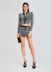 Delta Embellished Knit Skirt