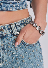 Lolita Crystal Embellished Denim Mini Skirt