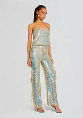 Hanalise Sequin Crochet Jumpsuit