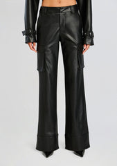 Fifer Vegan Leather Mid Rise Cargo Pant