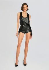 Kima Leather Fringe Short