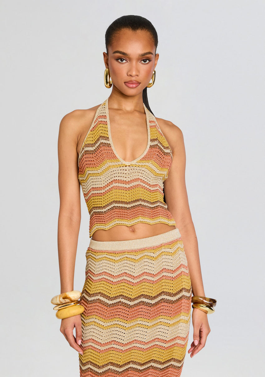 Luz Metallic Crochet Top