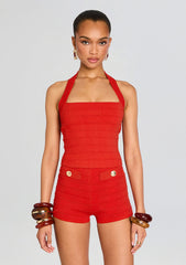 Leslie Metallic Bandage Knit Top