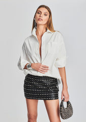 Selena Embellished Leather Skirt