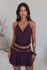 Camila Open Back Halter Top - Brown