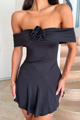Kirsten Off Shoulder Mini Dress - Black