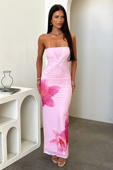Lennen Strapless Mesh Maxi Dress - Pink