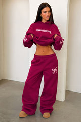 Sadie Bow Wide Leg Sweatpants - Maroon