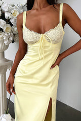 Sorrento Satin Maxi Dress - Yellow