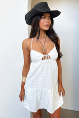 Teagan Embroidered Mini Dress - White