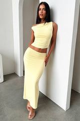 Vamika Off Shoulder Ruched Top - Yellow